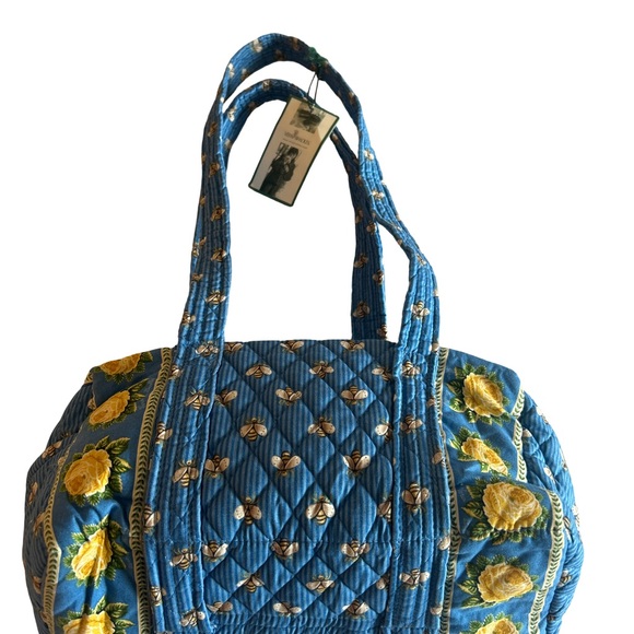 Y2K Vera Bradley Blue Bee Yellow Roses Flowers Barrel Satchel Bag Purse - Picture 7 of 12